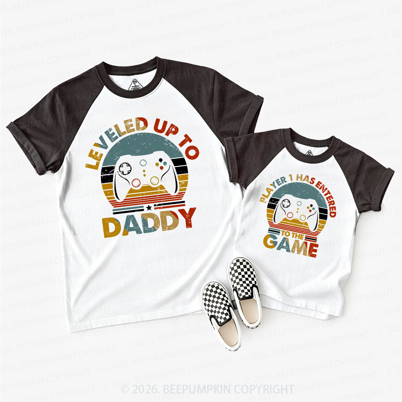 Leveled Up To Player 2 Entered The Game Matching Raglan T-shirts