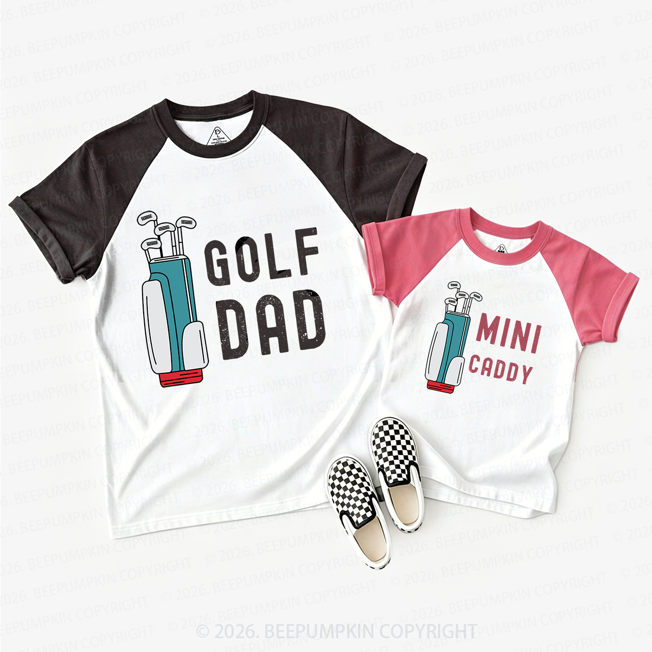 Golf Dad & Mini Caddy Matching Raglan T-shirts