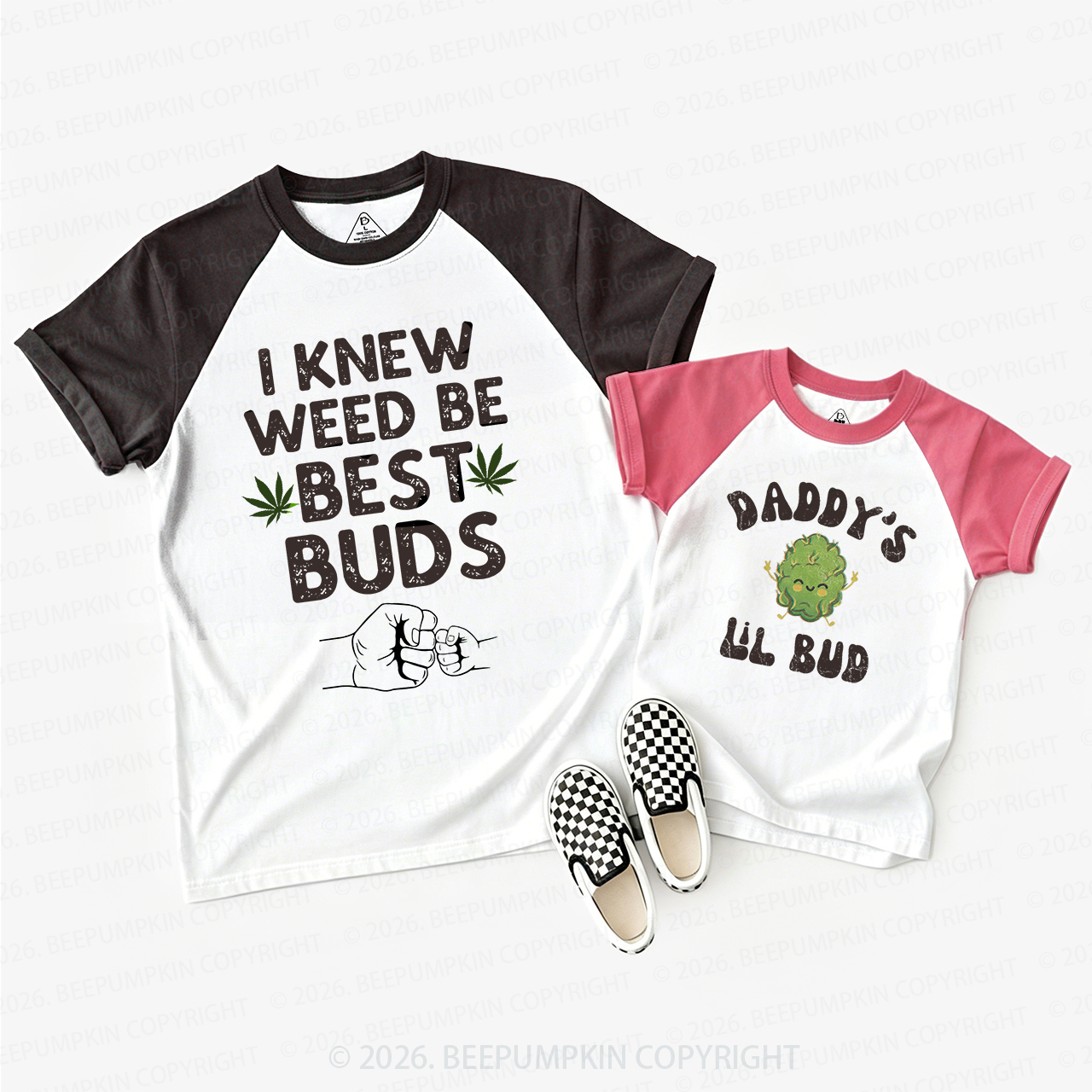 I Knew Weed Be Best Buds Dad&Me Matching Raglan T-shirts
