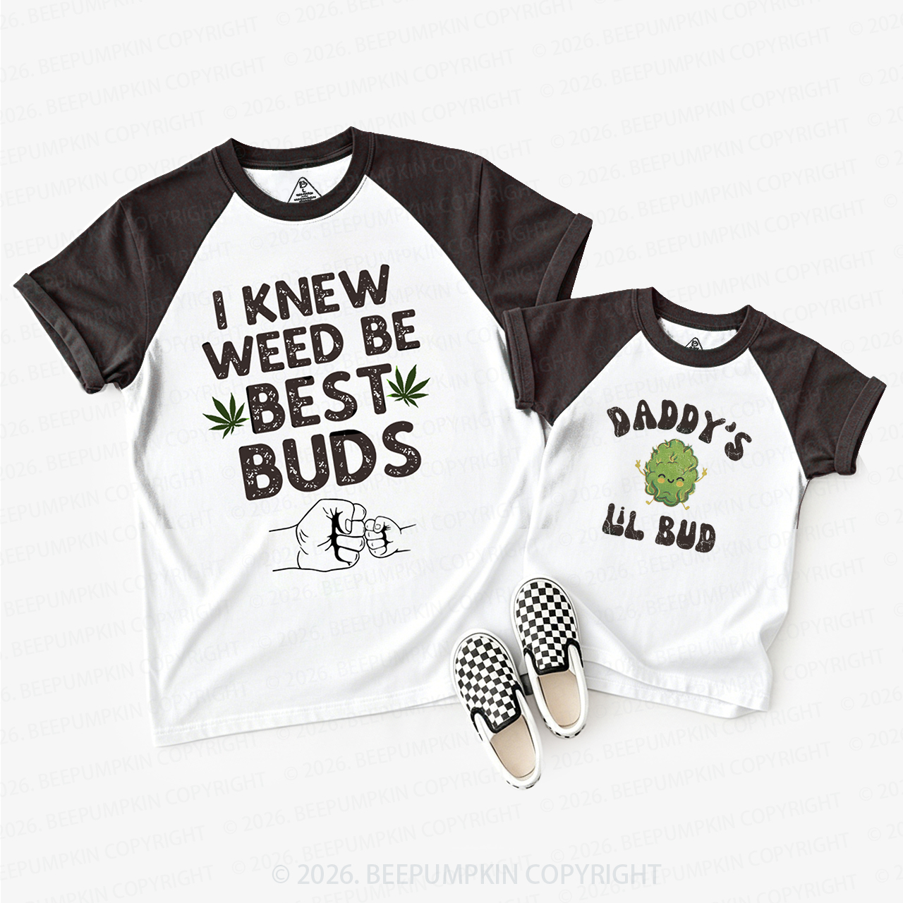 I Knew Weed Be Best Buds Dad&Me Matching Raglan T-shirts