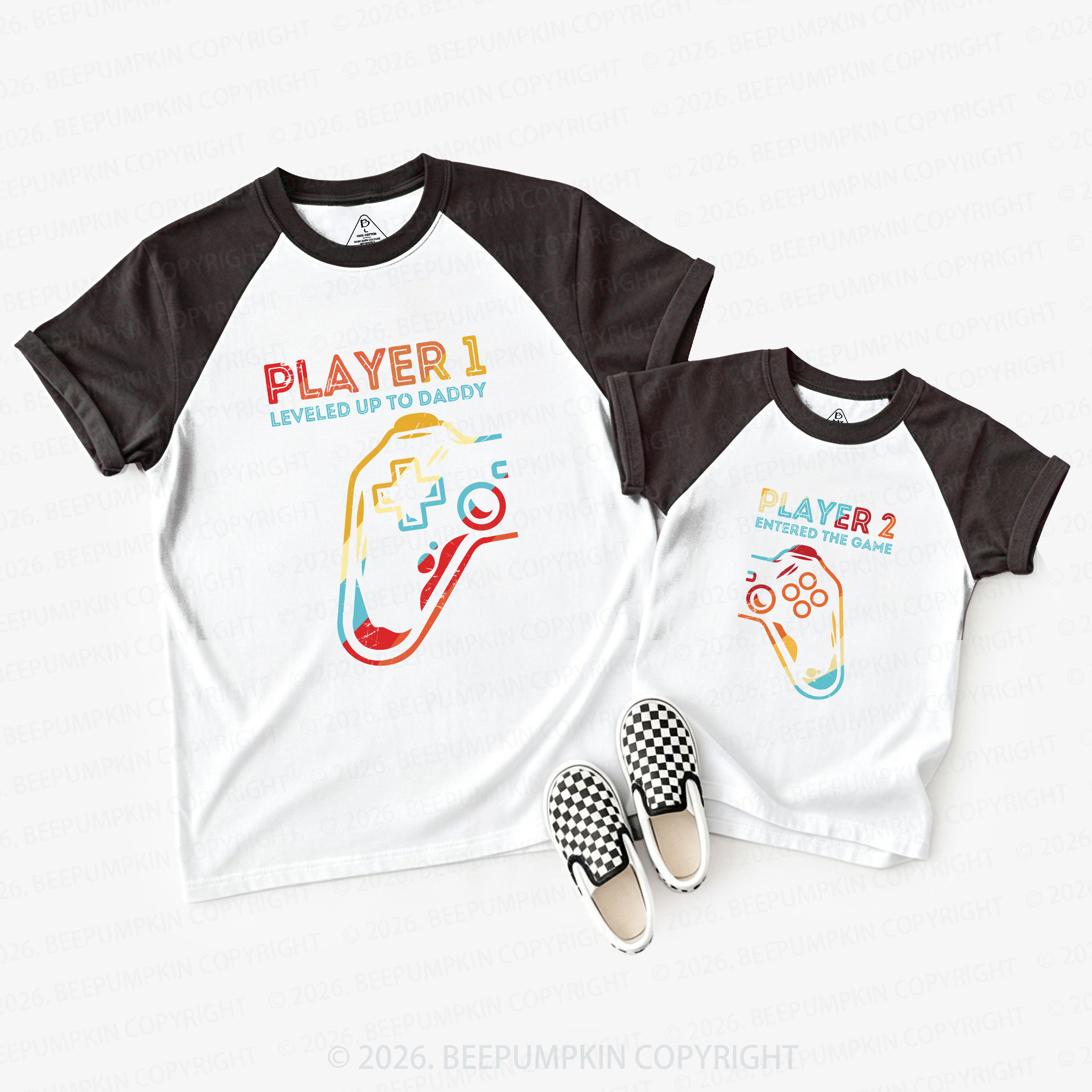 Level Up To New Daddy Player Dad&Me Matching Raglan T-shirts