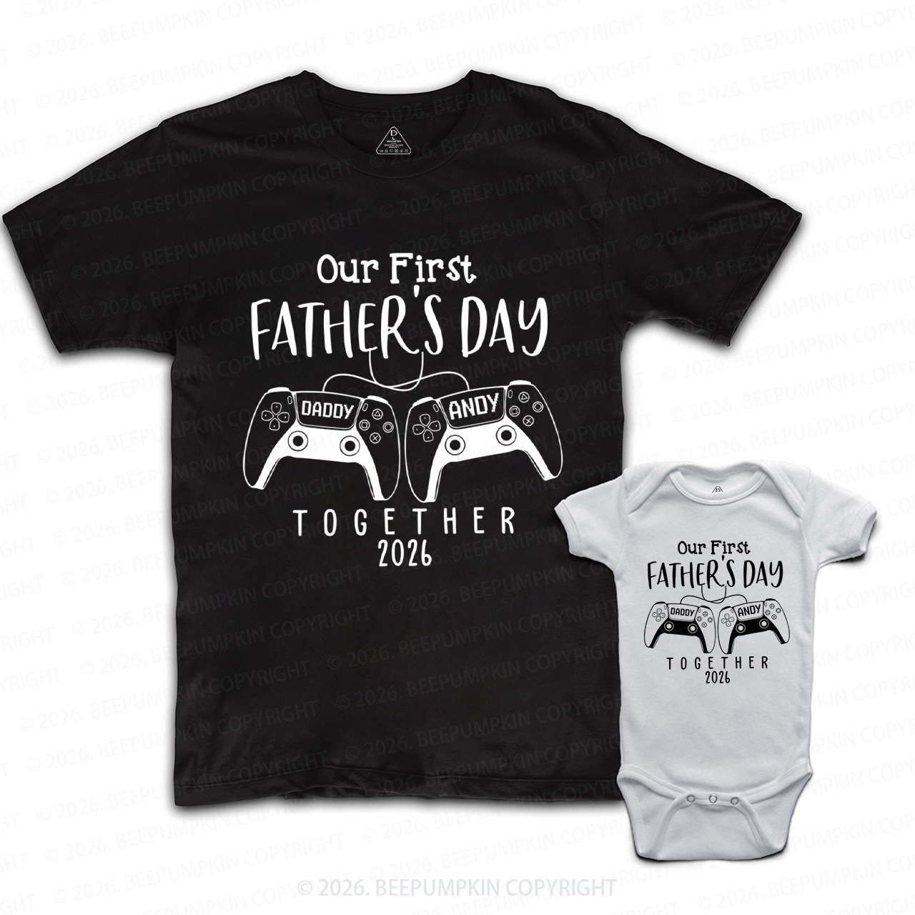 Personalized Gamer First Father's Day Dad&Me Matching Shirts