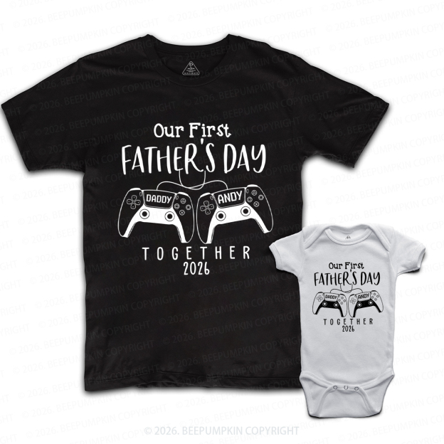Personalized Gamer First Father's Day Dad&Me Matching Shirts