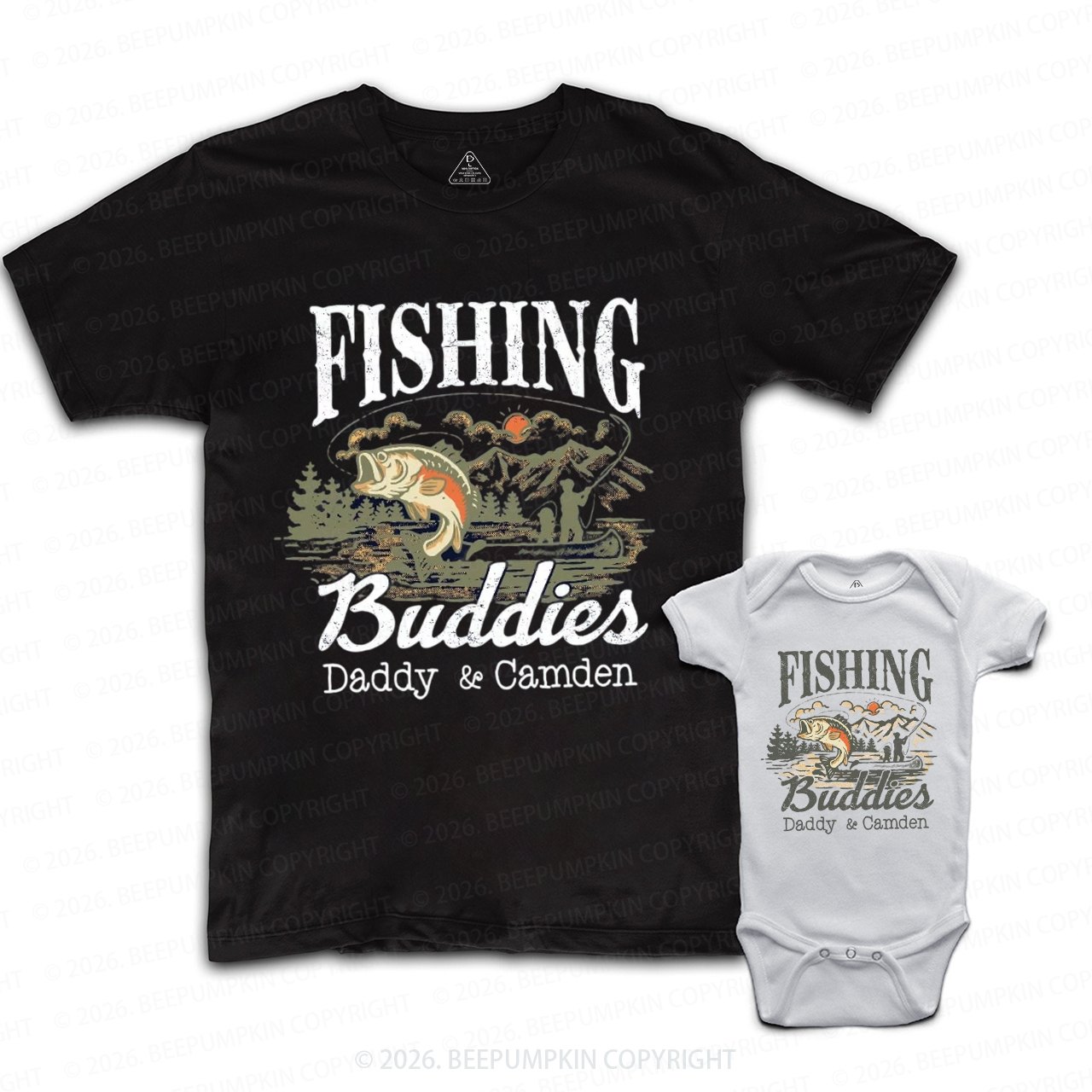 Personalized Fishing Buddies Father's Day Dad&Me Matching Shirts