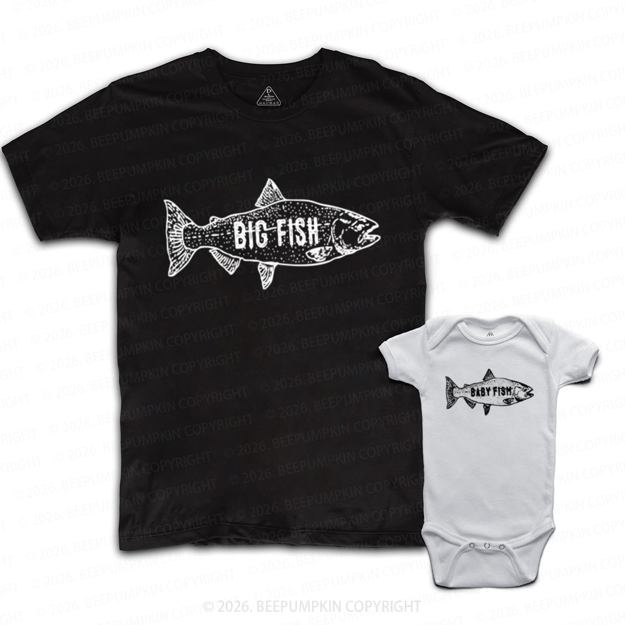Big Fish Little Fish Fishing Buddies Dad&Me Matching Shirts