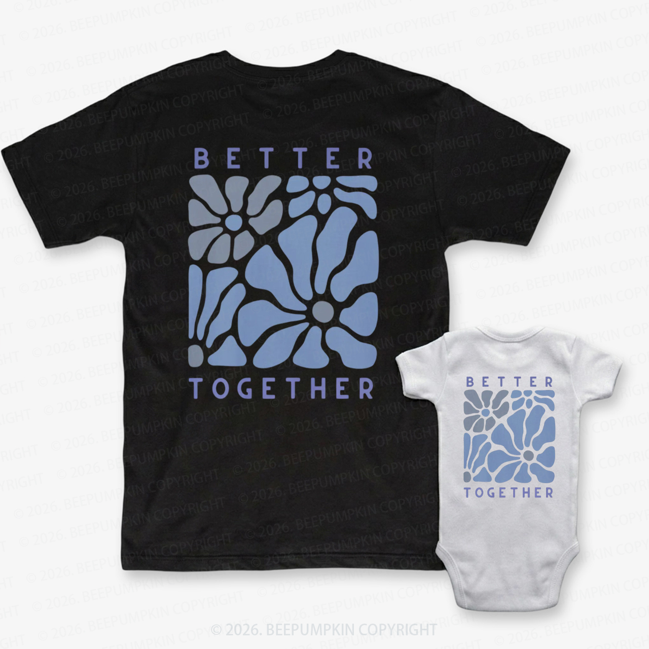 Better Together with Retro Flowers Dad&Me Matching Shirts