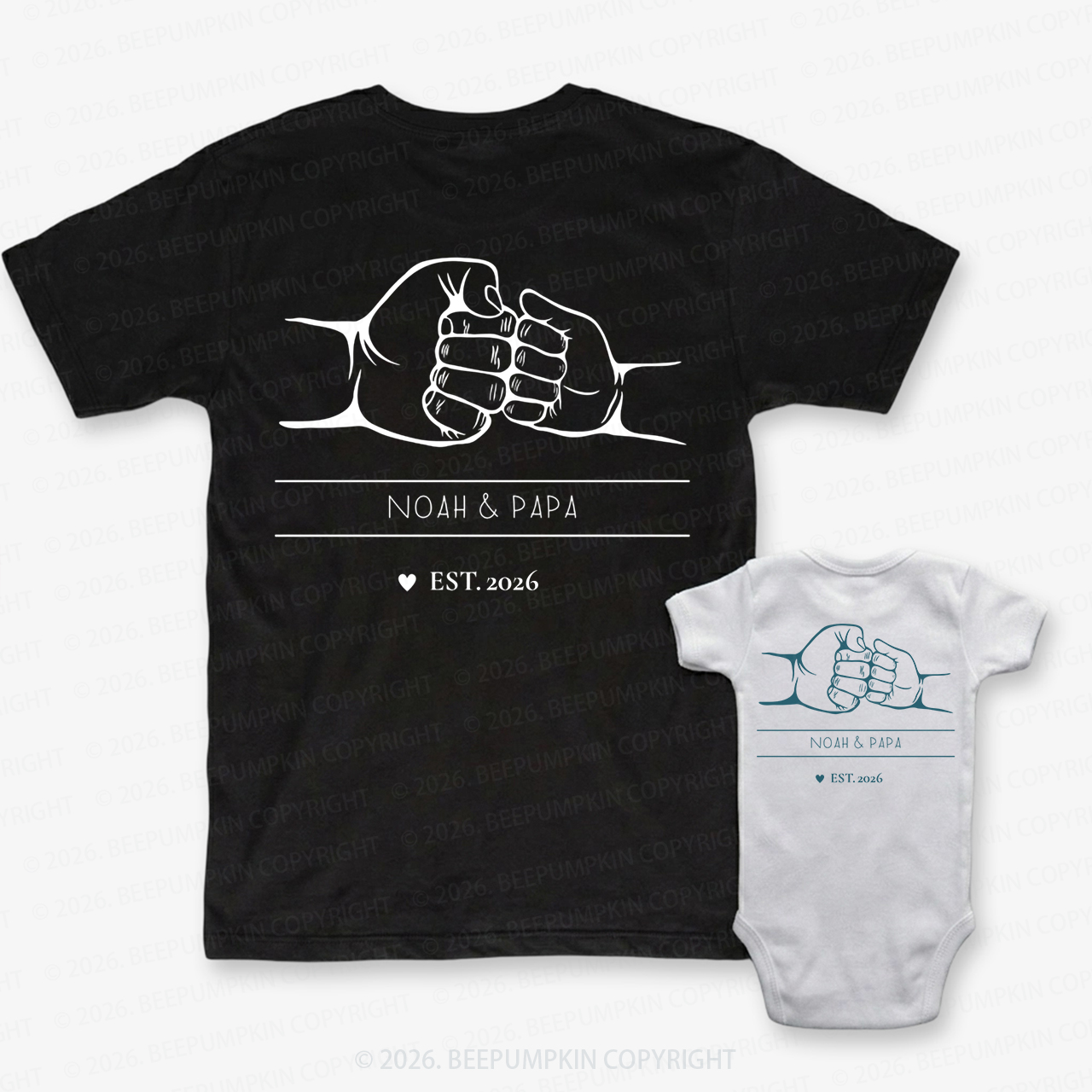  Personalized Name Fist Bump Dad&Me Matching Shirts