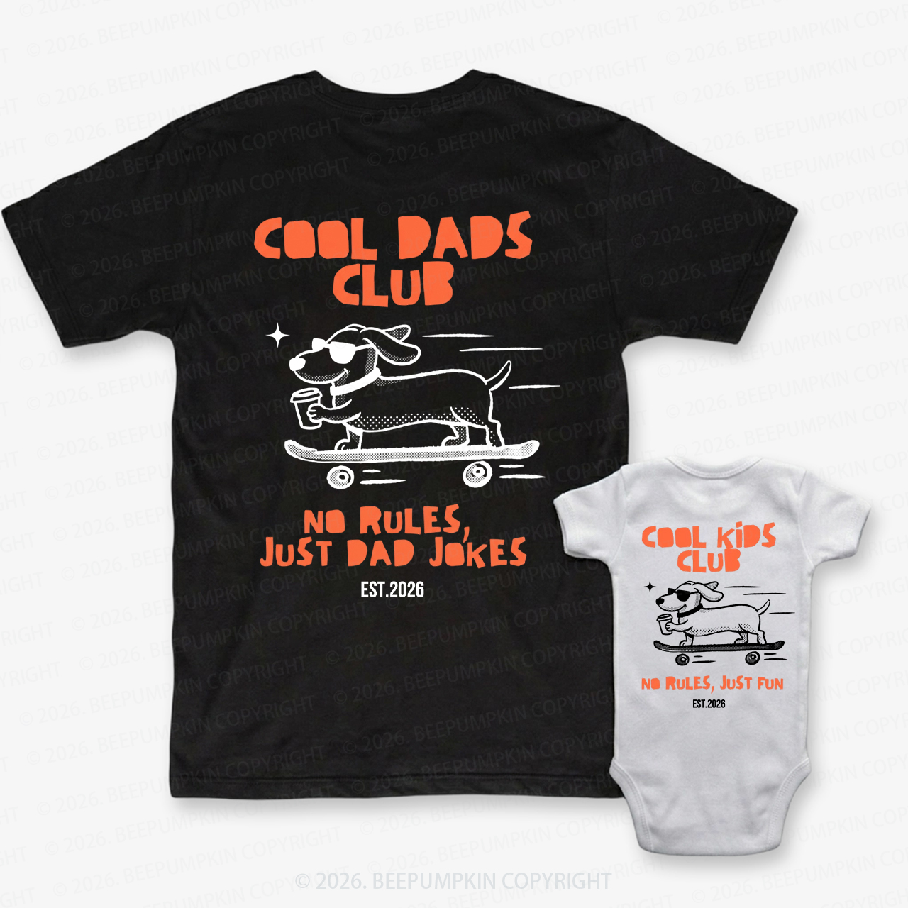 Cool Dads Club Dog Skateboard Dad&Me Matching Shirts