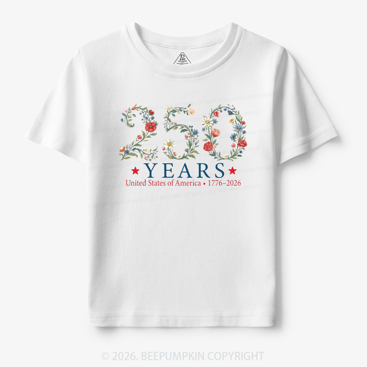 USA 250th Anniversary Floral Toddler&Kid's Tees