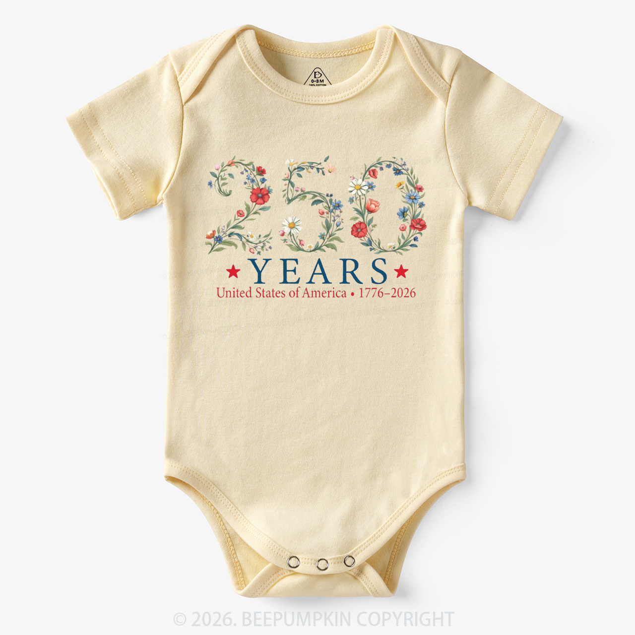USA 250th Anniversary Floral Bodysuit