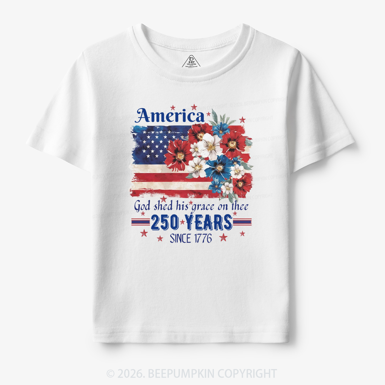 America 250 Years Flag Floral Toddler&Kid's Tees