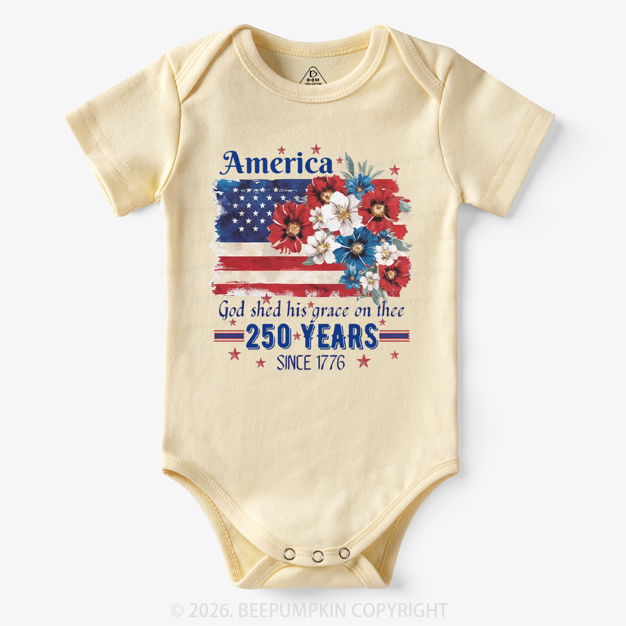 America 250 Years Flag Floral Bodysuit