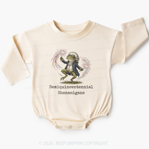 American 250th Anniversary Funny Frog Retro Baby Bubble Romper