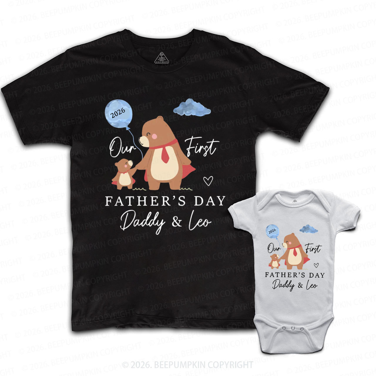 Personalized First Father's Day Bear Dad&Me Matching Shirts