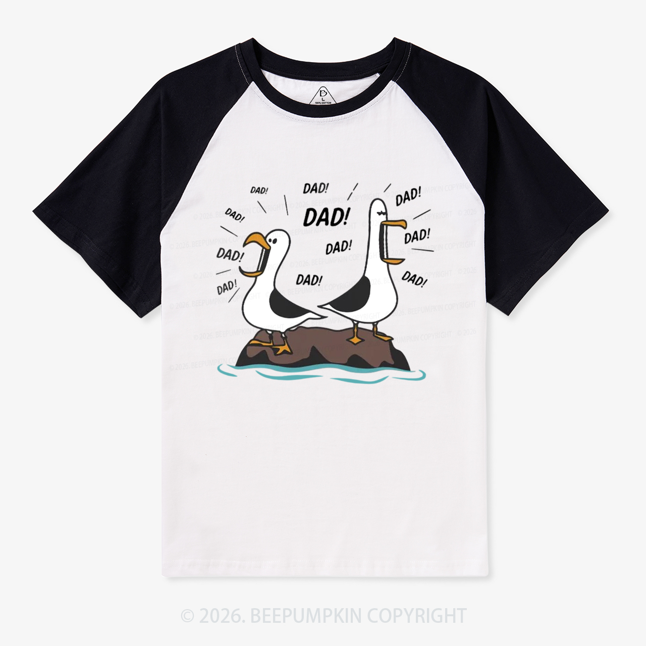 Funny Seagull Dad Retro Raglan T-shirt