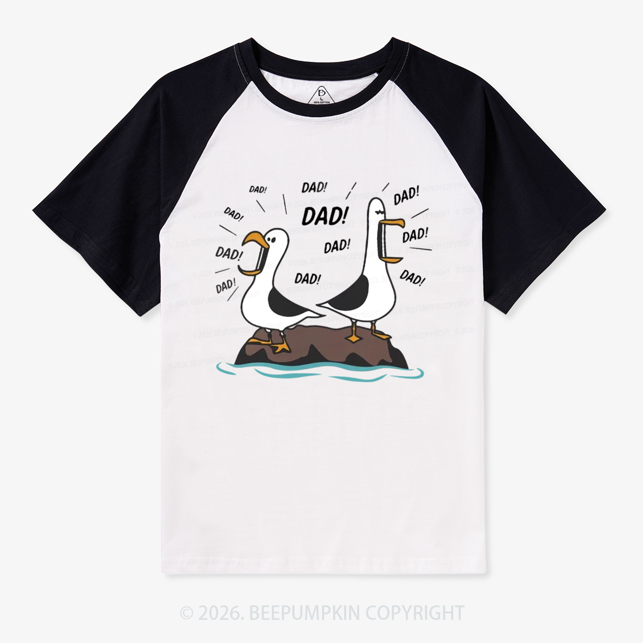 Funny Seagull Dad Retro Raglan T-shirt