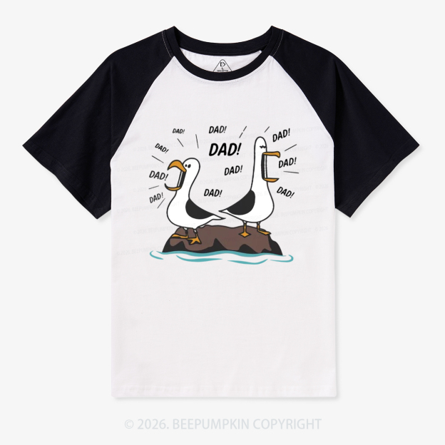 Funny Seagull Dad Retro Raglan T-shirt