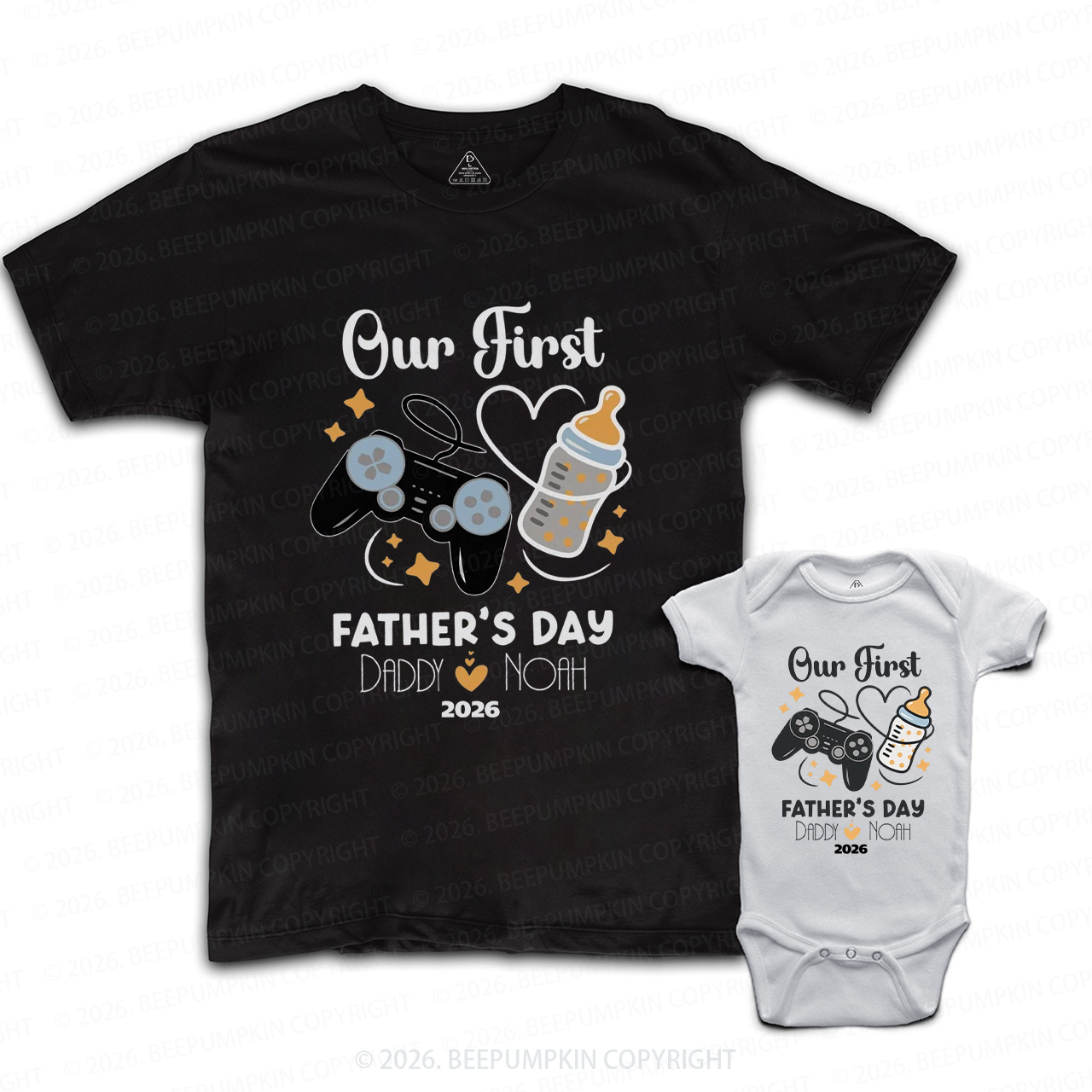 Personalized Gamer First Father's Day Dad&Me Matching Shirts