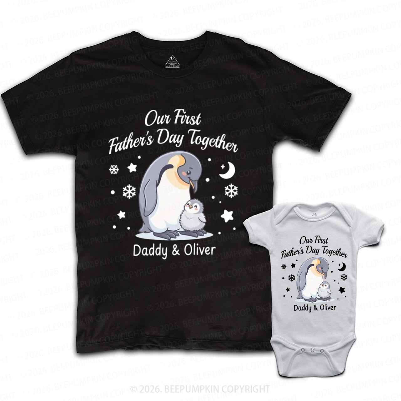 Personalized Penguin Our First Father's Day Together Dad&Me Matching Shirts