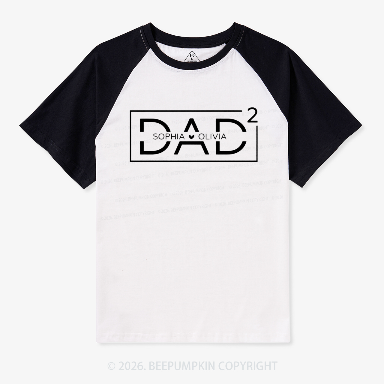 Personalized Dad Squared With Kids Names Raglan T-shirt