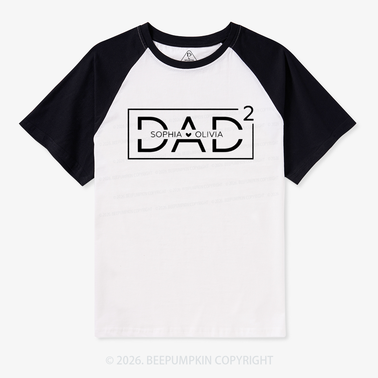 Personalized Dad Squared With Kids Names Raglan T-shirt