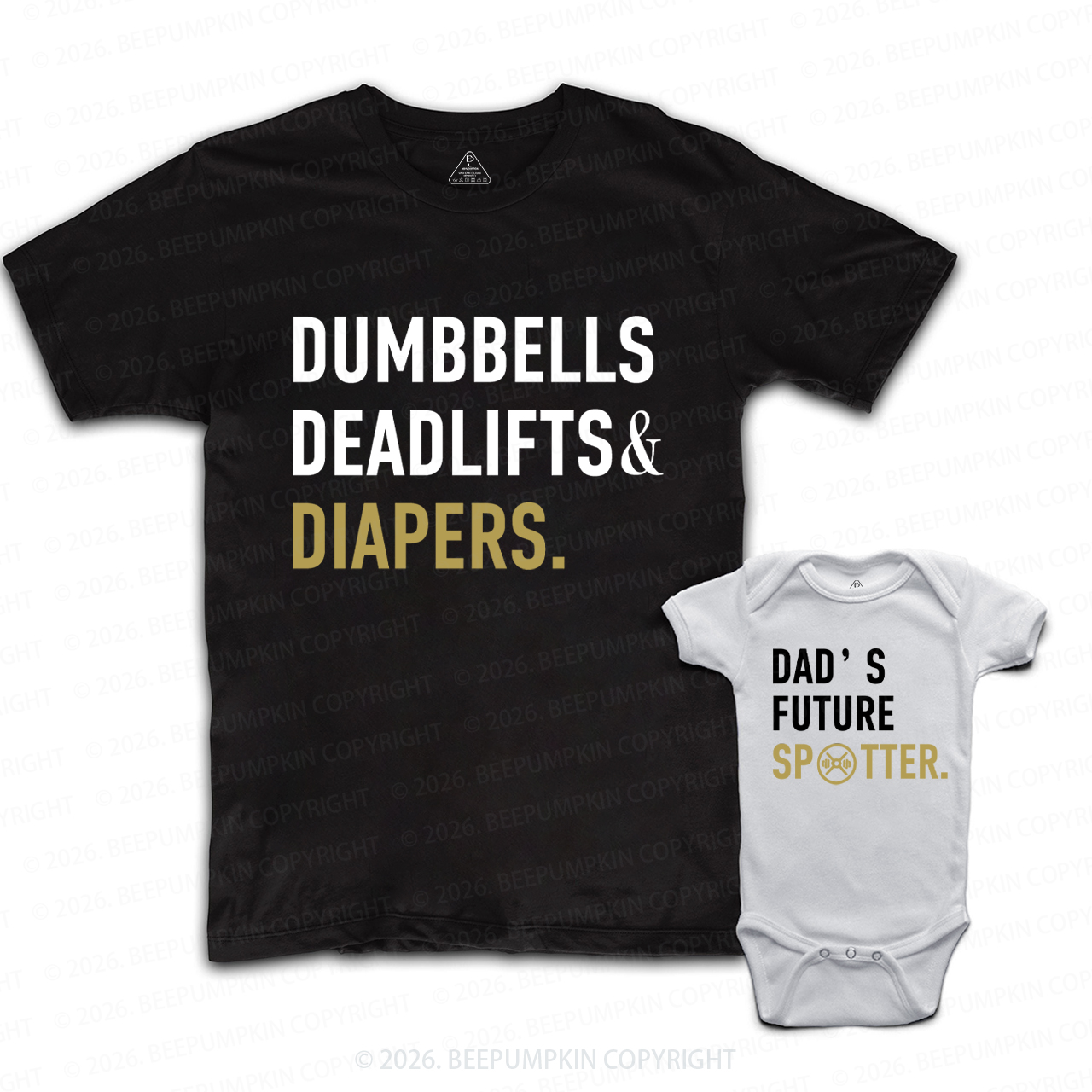 Dumbbells Deadlifts Diapers Dad&Me Matching Shirts