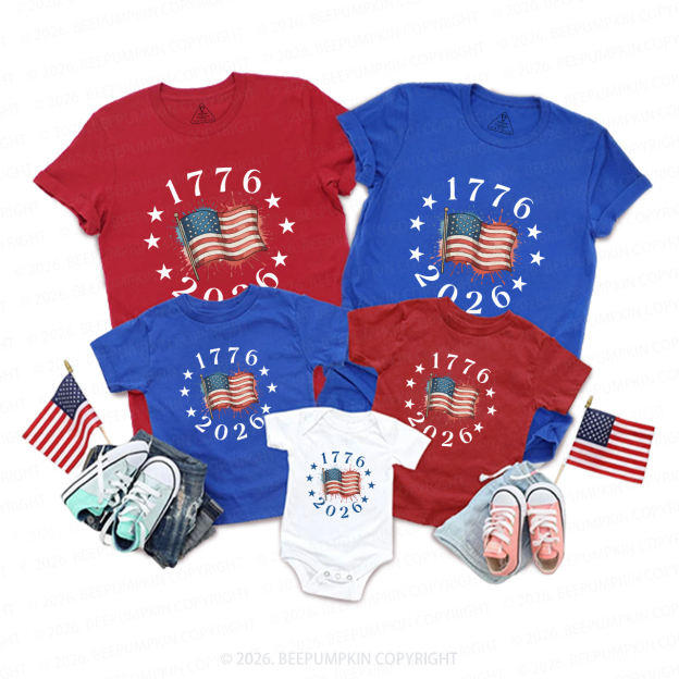 USA 250th Anniversary Patriotic 4th of July Family Matching Shirts