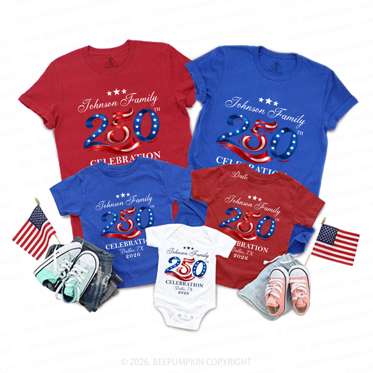 Personalized America 250 4th July Family Matching Shirts