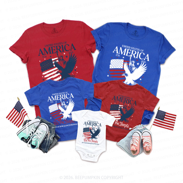 America 250 Patriotic Eagle USA Family Matching Shirts