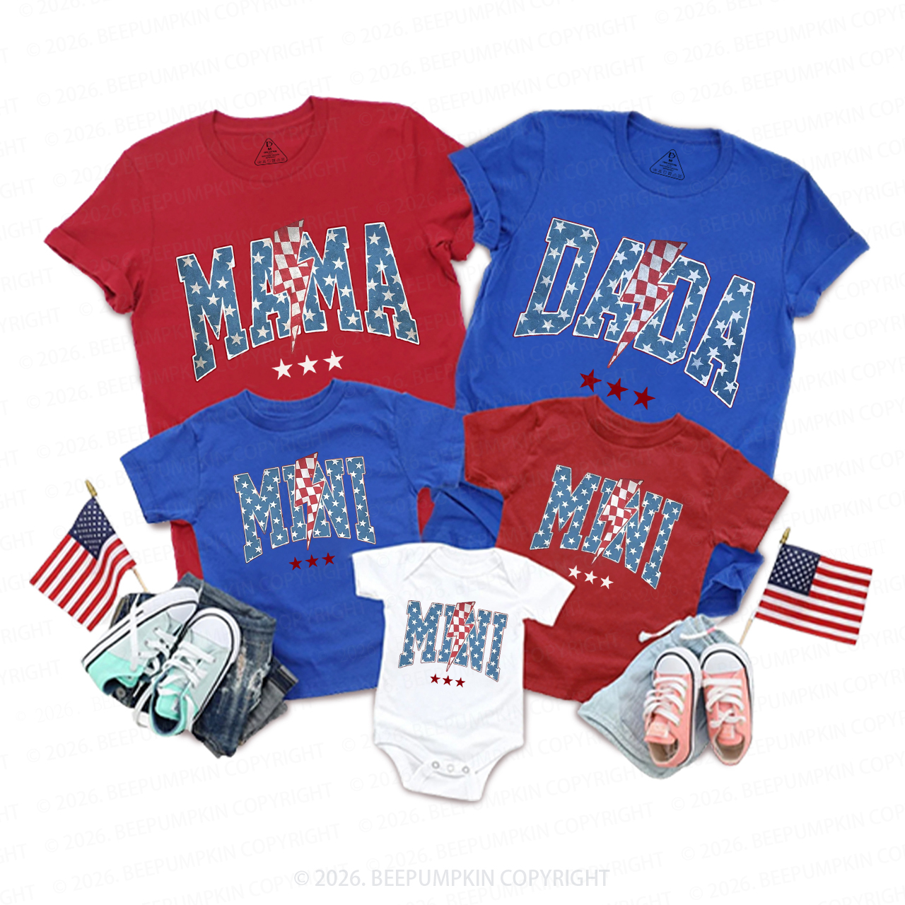 Mama Dada Mini 4th of July Family Matching Shirts