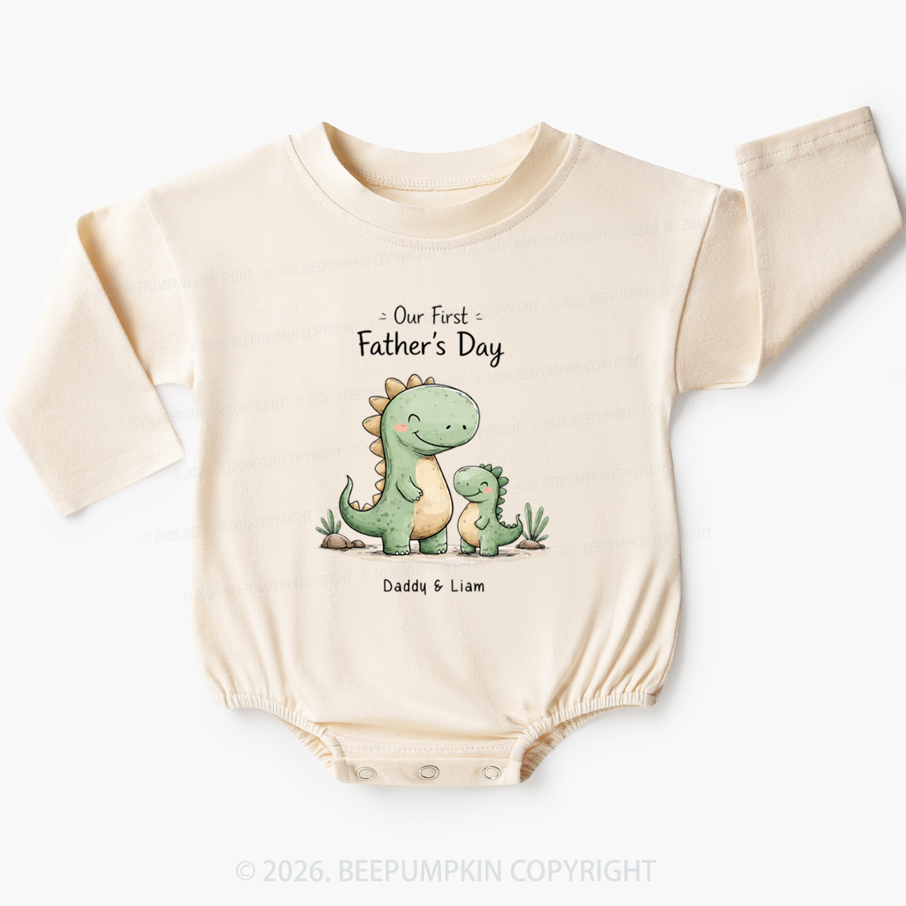 Personalized First Father's Day Dinosaur Baby Bubble Romper