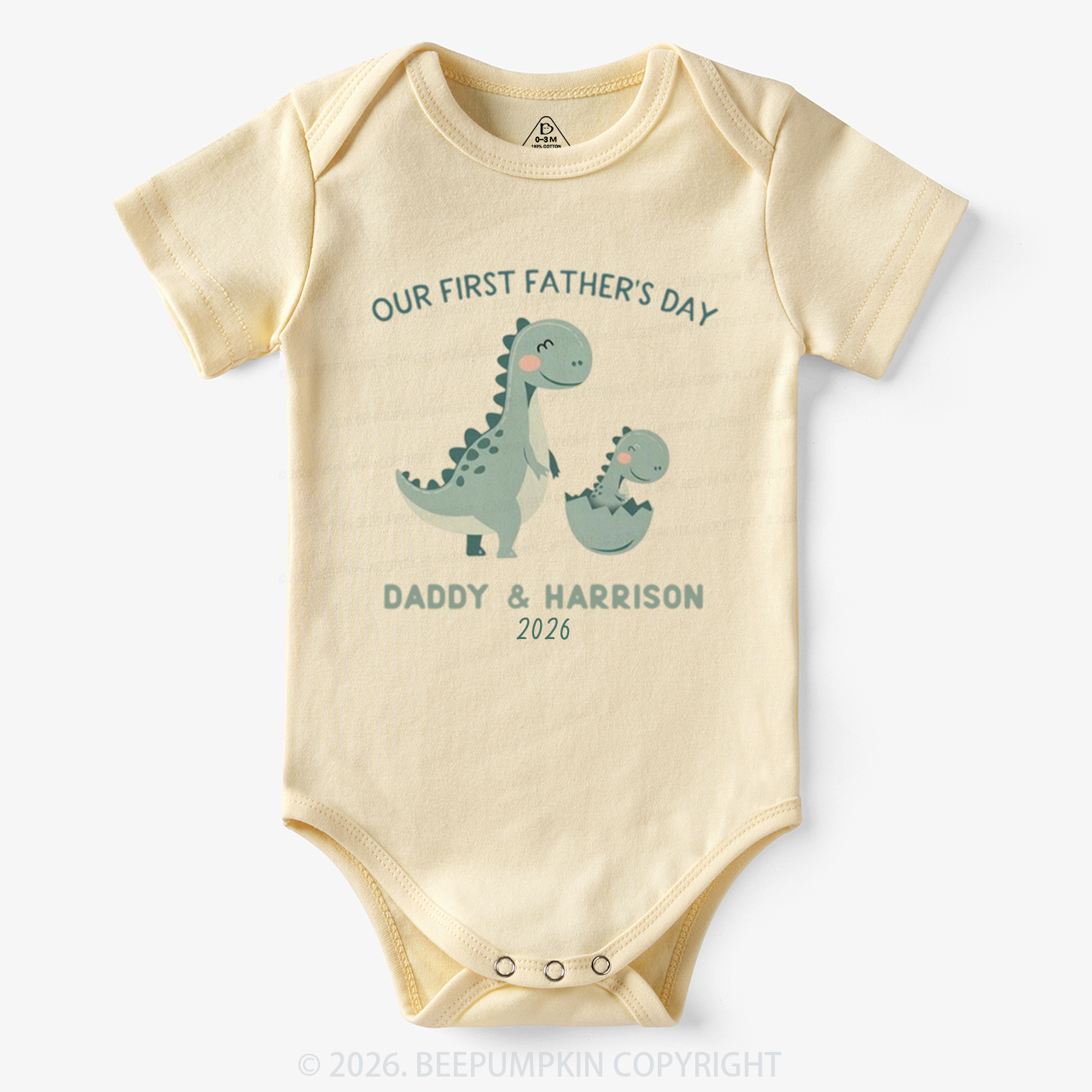 Personalized Dinosaur First Father's Day 2026 Cute Bodysuit