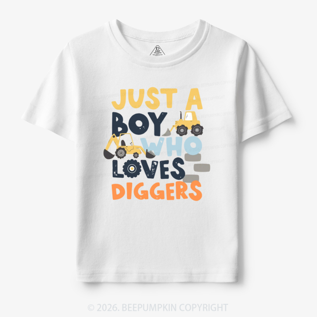 Just a Boy Who Loves Diggers Toddler&Kid's Tees