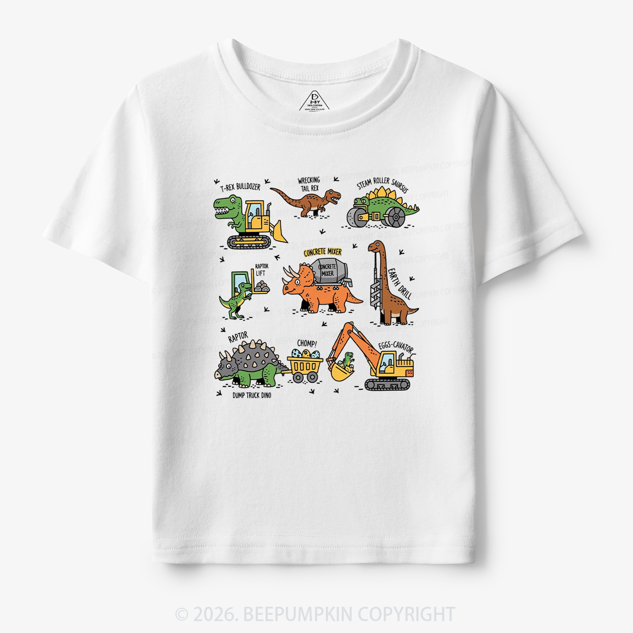 Dinosaur Construction Truck Toddler&Kid's Tees