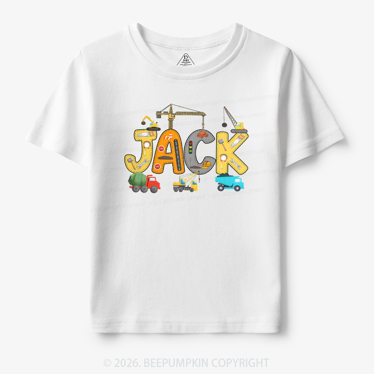 Personalized Name Construction Trucks Toddler&Kid's Tees