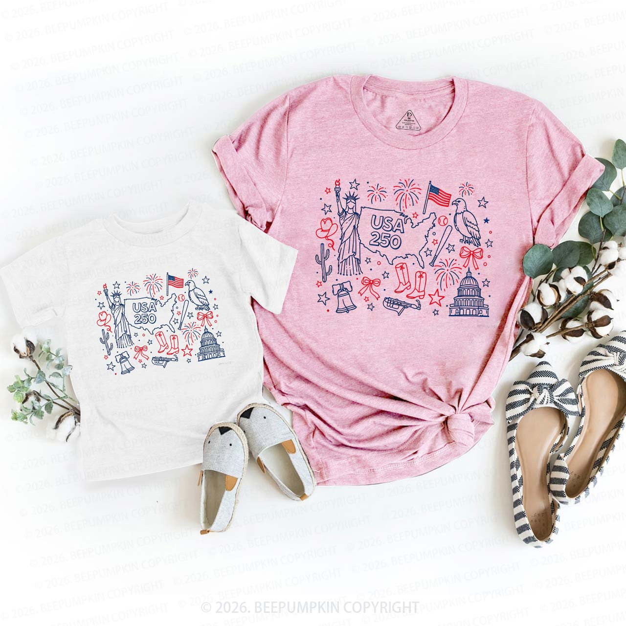 Retro Celebrate 250th Anniversary Mom&Me Matching T-Shirts