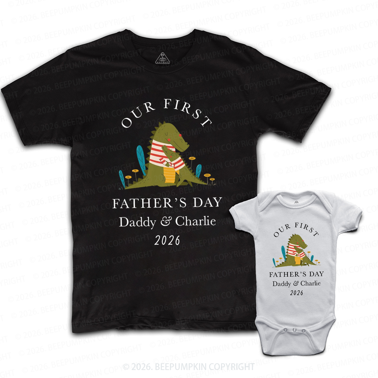 Personalized Cute Dinosaur Our First Father’s Day Dad&Me Matching Shirts