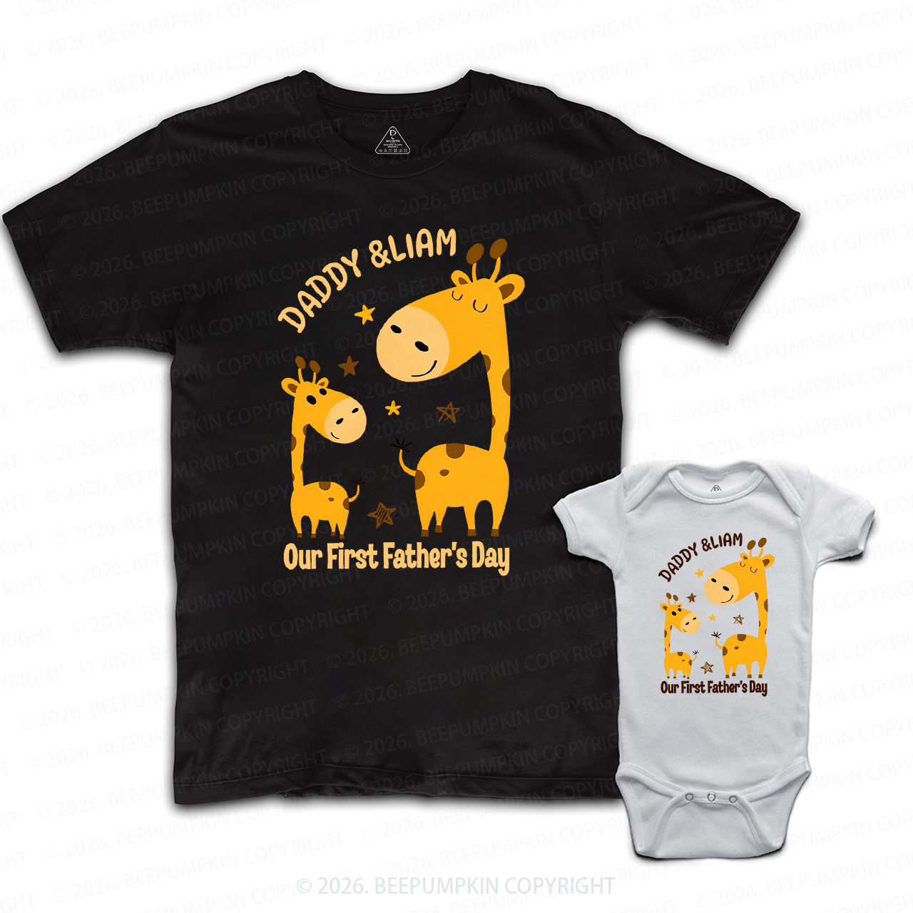 Personalized Giraffe Our First Father’s Day Dad&Me Matching Shirts