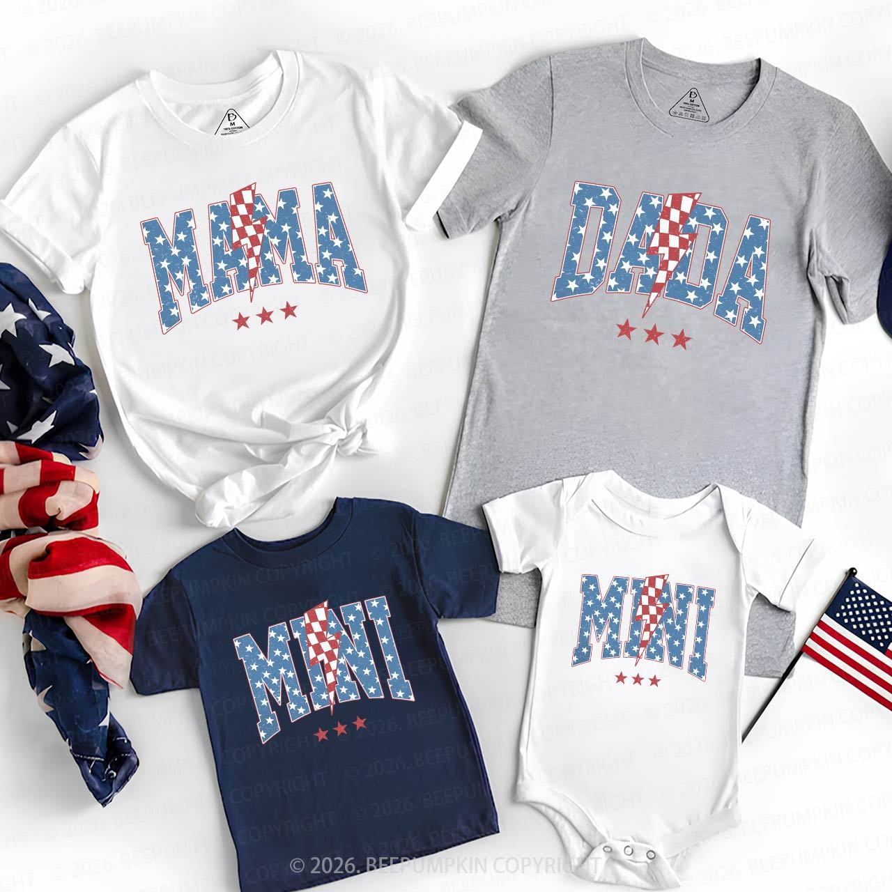 Mama Dada Mini 4th of July Family Matching Shirts