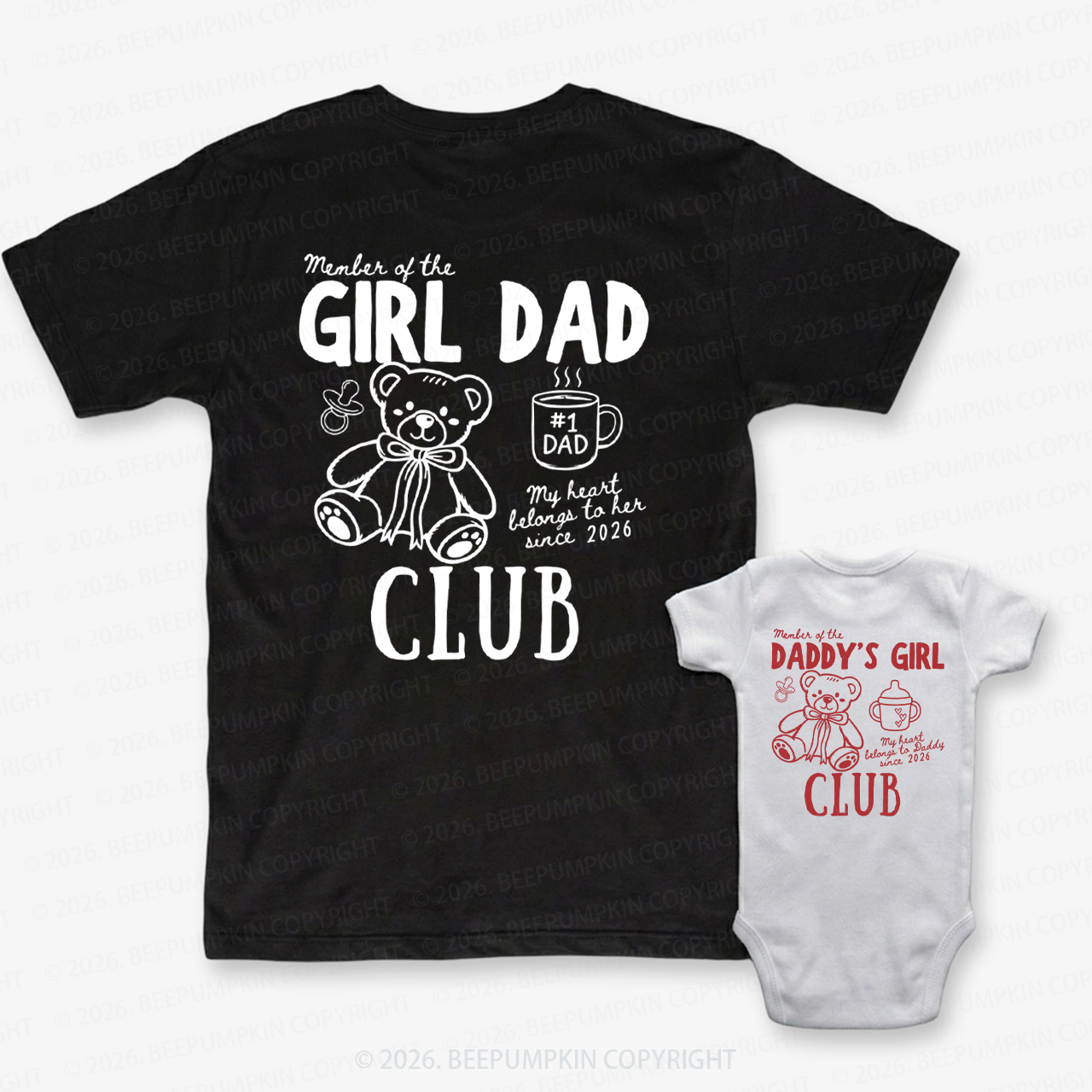 Daddys Girl Fathers Day Dad&Me Matching Shirts-Back Design