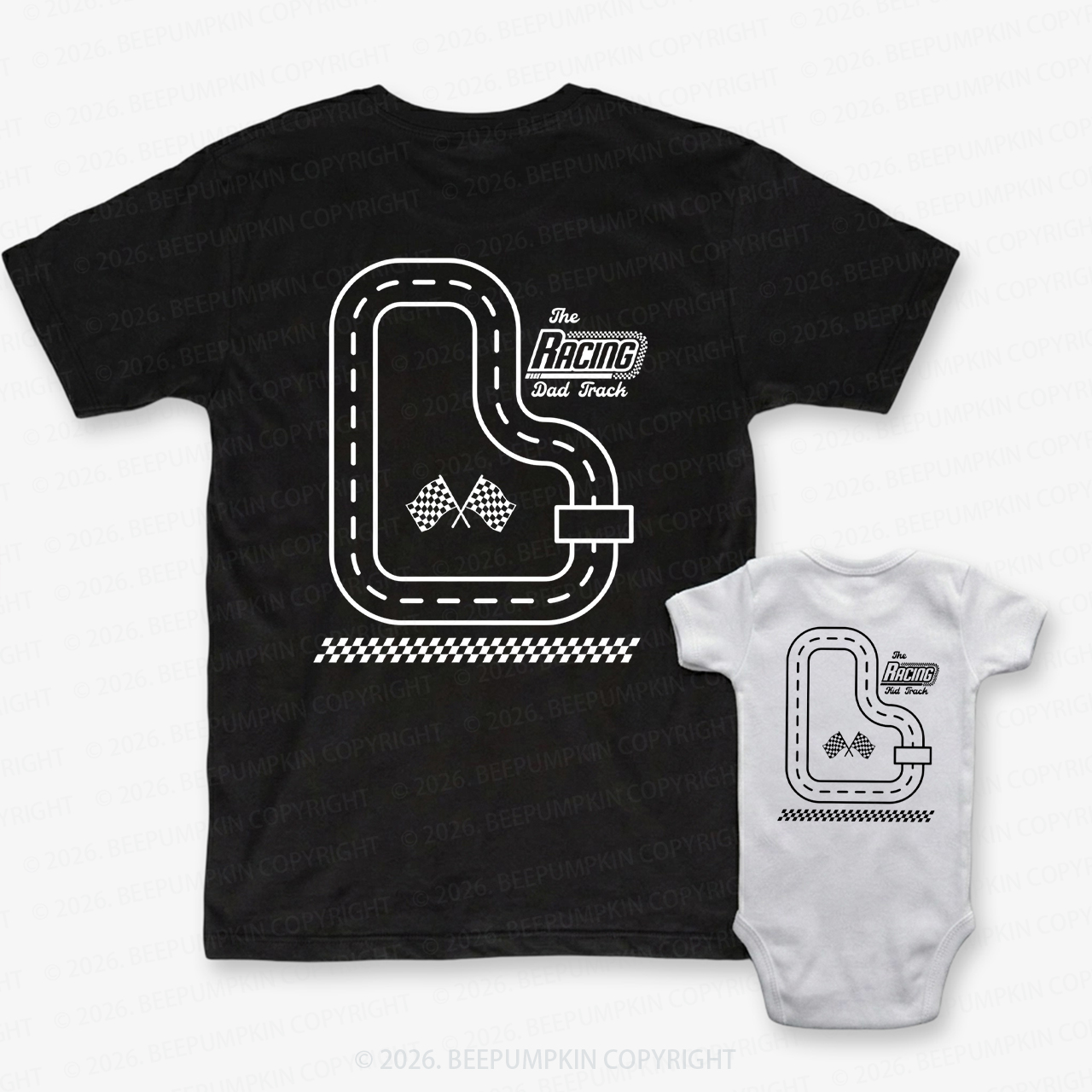 Race Track Dad Father's Day Dad&Me Matching Shirts-Back Design
