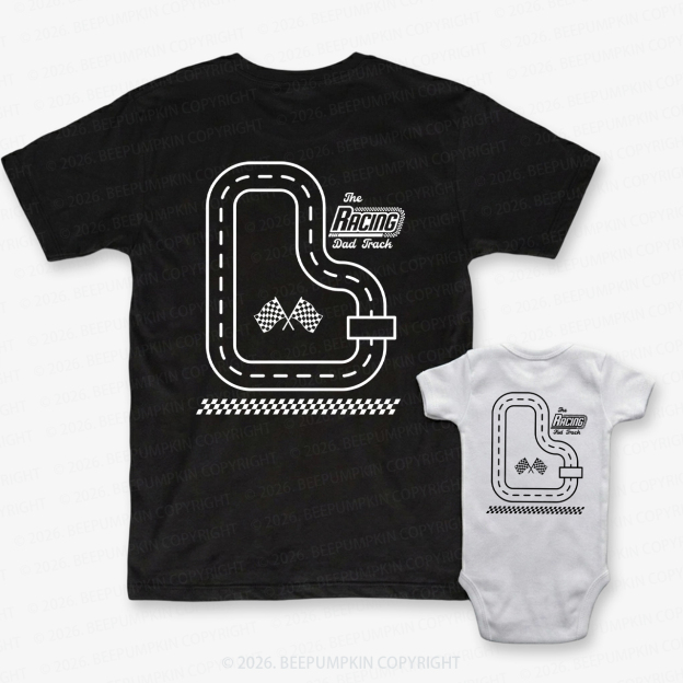 Race Track Dad Father's Day Dad&Me Matching Shirts-Back Design