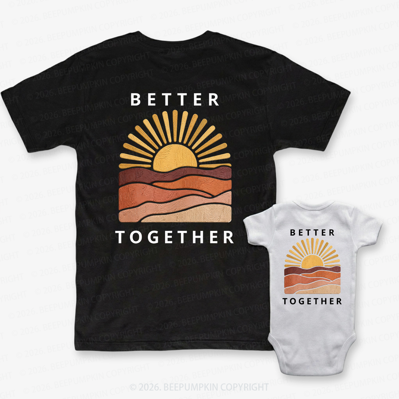 Better Together Sunset Dad&Me Matching Shirts-Back Design