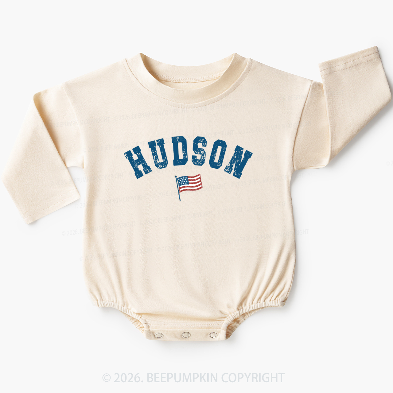 Personalized USA Flag with Name Baby Bubble Romper