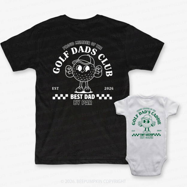  Personalized Dad And Kids Retro Golf Dad&Me Matching Shirts-Back Design