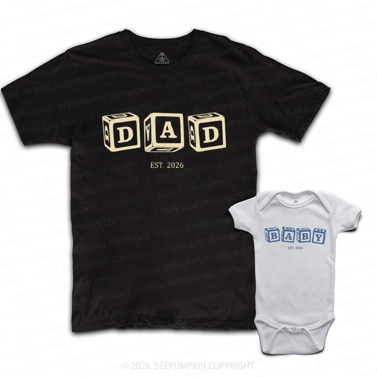 DAD and BABY Alphabet Blocks Dad&Me Matching Shirts