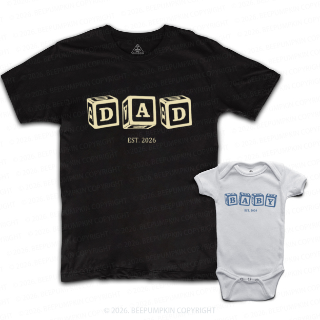 DAD and BABY Alphabet Blocks Dad&Me Matching Shirts