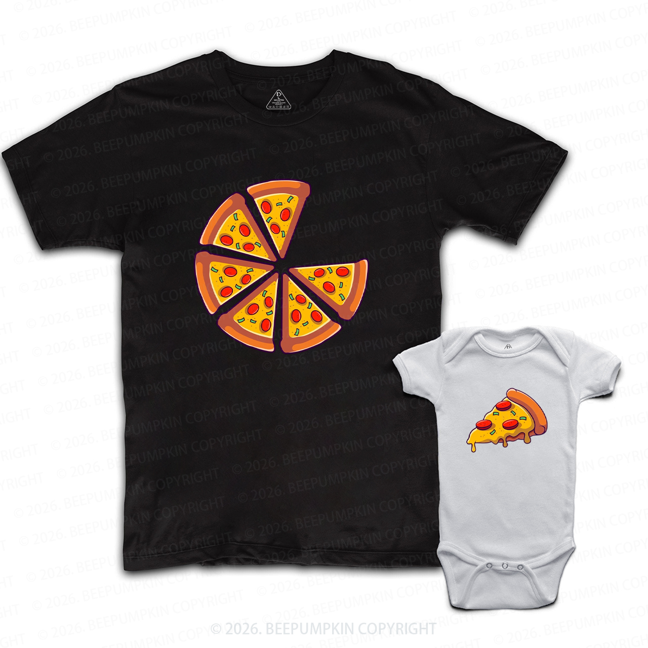 Whole Slice & Little Slice Pizza Dad&Me Matching Shirts