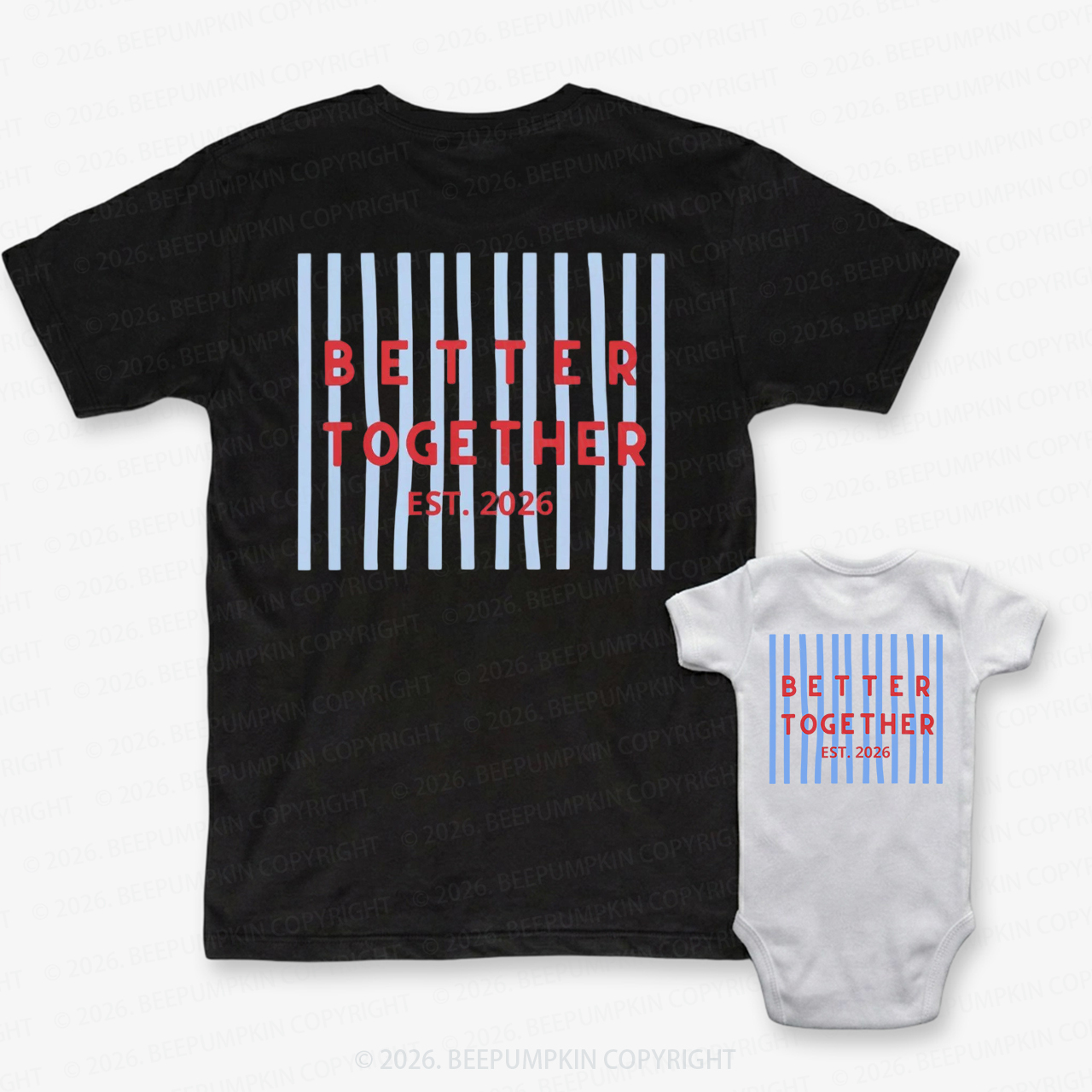 Better Together Retro Striped Dad&Me Matching Shirts-Back Design