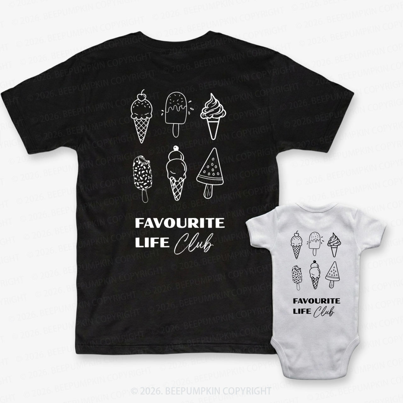 Favorite Life Club Ice Cream Dad&Me Matching Shirts-Back Design